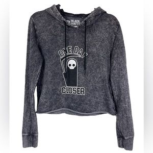 One Day Closer Grim Reaper Grey Halloween Cropped Hoodie Goodie 2 Sleeves Size S